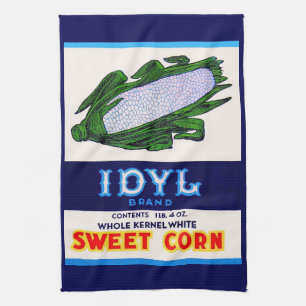 Paño De Cocina impresión de la etiqueta del maíz dulce de Idyl de