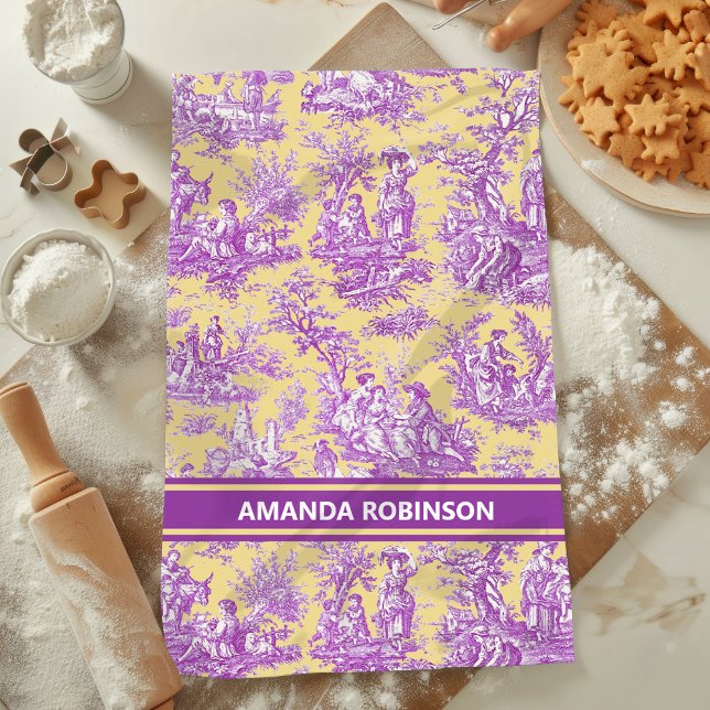 Paño De Cocina Impresión de la tela de jouy violeta amarilla (Subido por el creador)