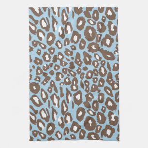 Paño De Cocina Impresión de leopardo azul y blanco