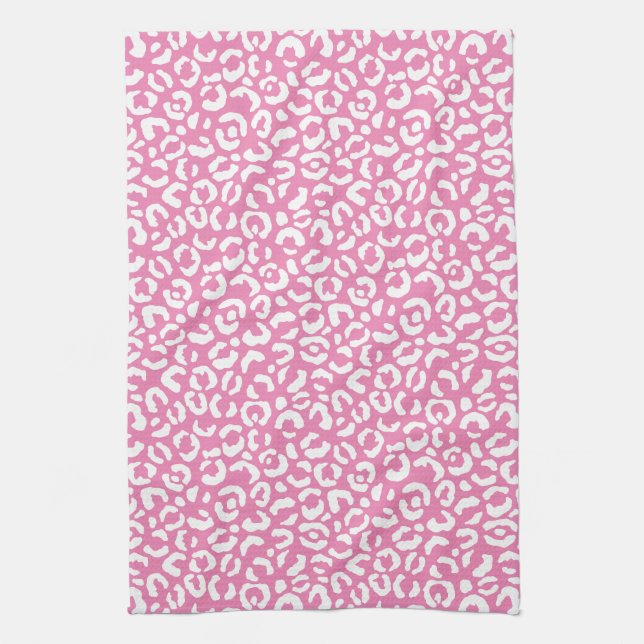 Paño De Cocina Impresión de Leopardo Blanco Girly Glam (Vertical)