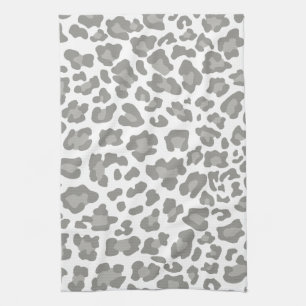 Paño De Cocina Impresión de leopardo blanco y gris