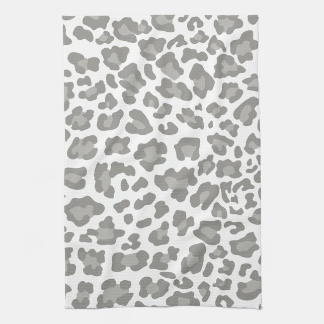 Paño De Cocina Impresión de leopardo blanco y gris (Vertical)