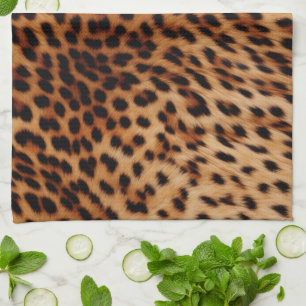 Paño De Cocina Impresión de leopardo de color marrón crema