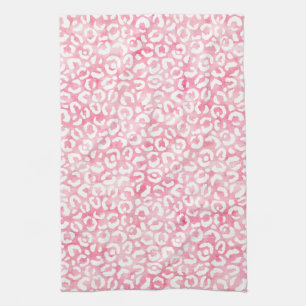 Paño De Cocina Impresión de Leopardo de color rosa gris blanco