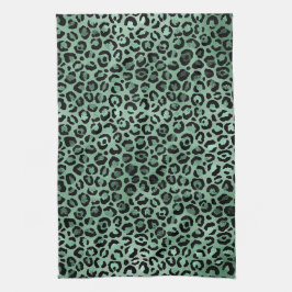 Paño De Cocina Impresión de leopardo de las gafas verdes de Emera