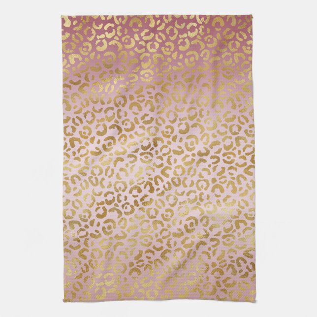 Paño De Cocina Impresión de leopardo de ormbre de oro rosa   (Vertical)