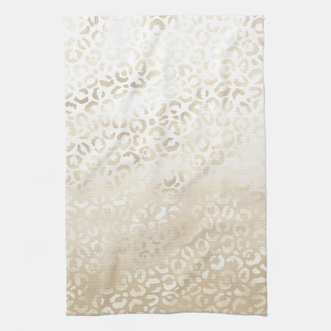 Paño De Cocina Impresión de leopardo de oro blanco (Vertical)