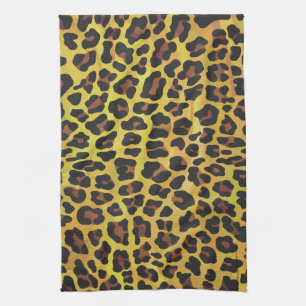 Paño De Cocina Impresión de leopardo marrón y amarillo