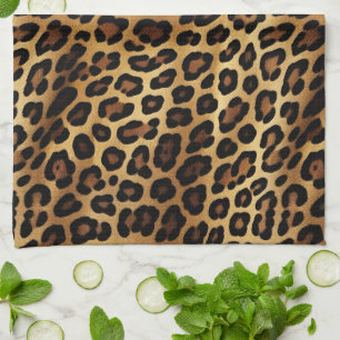 Paño De Cocina Impresión de leopardo negro dorado