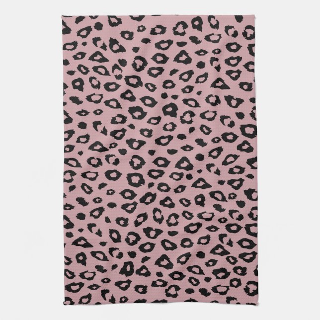 Paño De Cocina Impresión de leopardo negro rosa (Vertical)