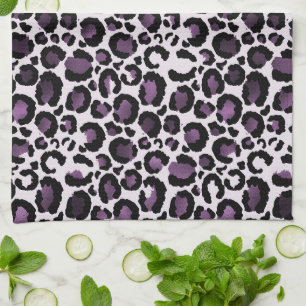 Paño De Cocina Impresión de leopardo púrpura negro