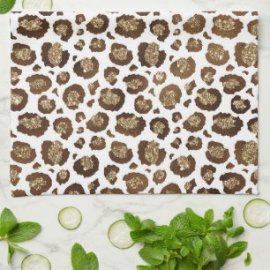 Paño De Cocina Impresión de leopardo Purpurina dorado