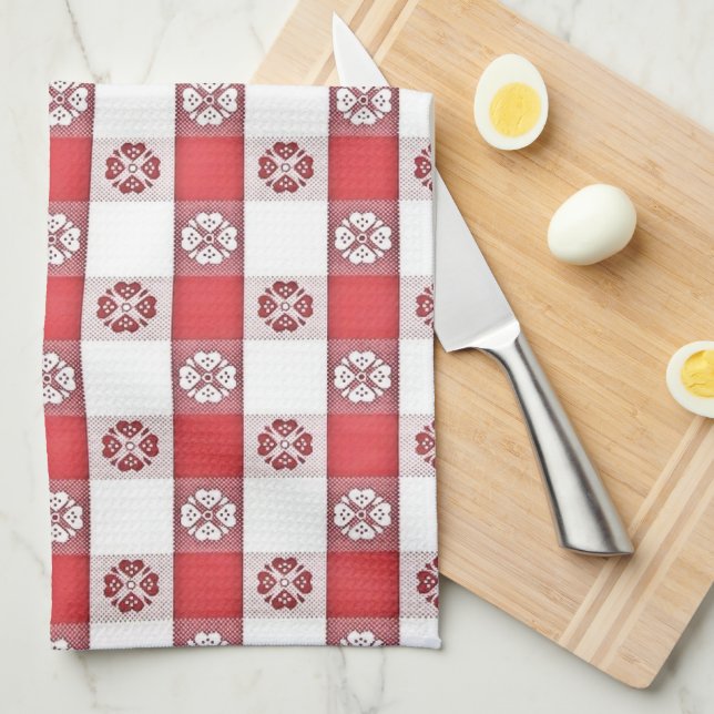 Paño De Cocina Impresión de manteles rojo blanco italiano (Doblado Cuarto)