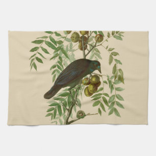 Paño De Cocina Impresión de pájaro Grackle púrpura de Audubon Vin
