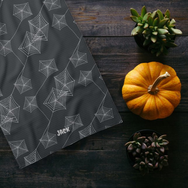 Paño De Cocina Impresión de patrones sin foco con telarañas, pers (Seamless pattern print with spider webs, custom kitchen towel)