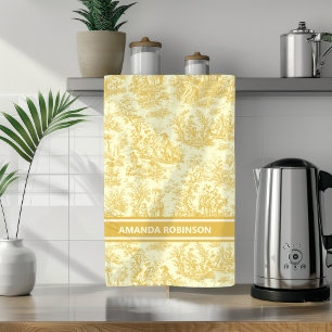 Paño De Cocina Impresión de tela amarilla de jouy