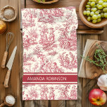 Paño De Cocina Impresión de tela roja de jouy<br><div class="desc">Toalla de cocina impresa de tela roja de jouy. Esta toalla de cocina vintage toile de jouy está inspirada en los exquisitos diseños de escenas campestres francesas. Las hermosas, elegantes y sofisticadas impresiones Toile son una rabia constante en este momento. Los diseños son clásicos y románticos con colores elegantes. El...</div>