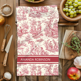 Paño De Cocina Impresión de tela roja de jouy