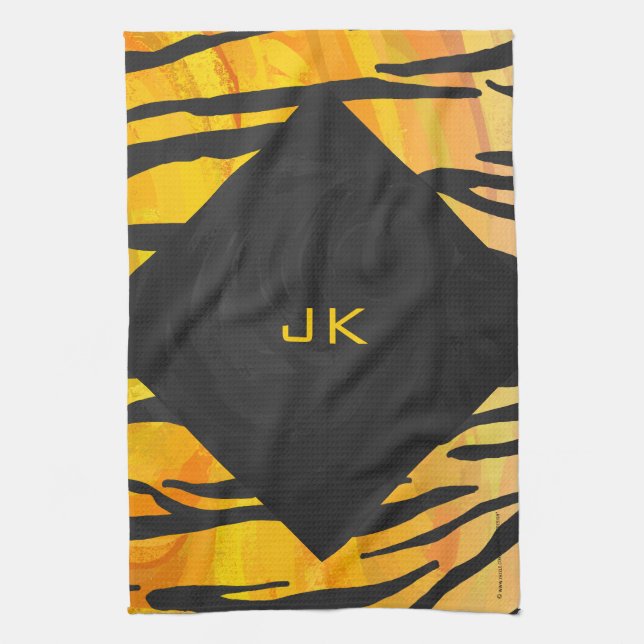 Paño De Cocina Impresión de tigre negro y Naranja (Vertical)