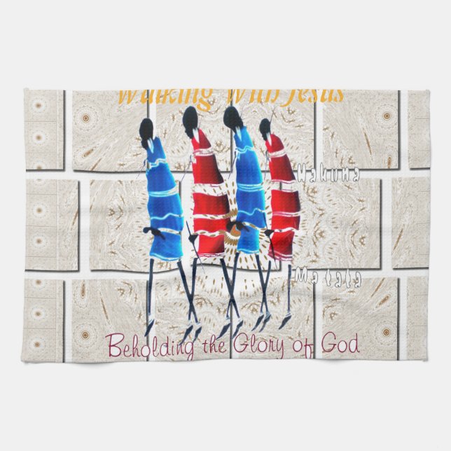 Paño De Cocina Impresión del arte cristiano masái morans (Horizontal)