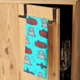 Paño De Cocina Impresión divertida de Halloween en azul