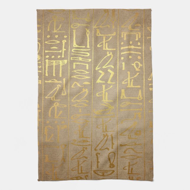 Paño De Cocina Impresión egipcia del papel de los Hieroglyphics (Vertical)
