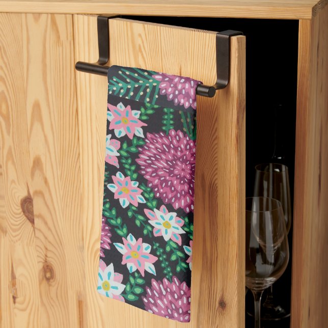 Paño De Cocina Impresión floral rosa (Pliegue de tercios)