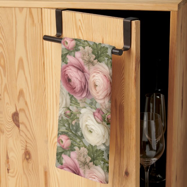 Paño De Cocina Impresión floral sofisticada de ranúnculo (Pliegue de tercios)