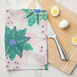 Paño De Cocina Impresión floral verde festiva de menta