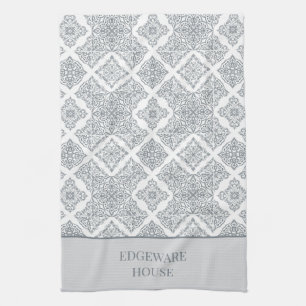 Paño De Cocina Impresión personalizada de mosaico blanco gris med