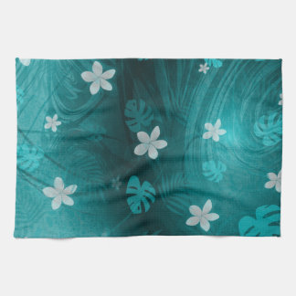 Paño De Cocina Impresión tropical de la turquesa del Plumeria