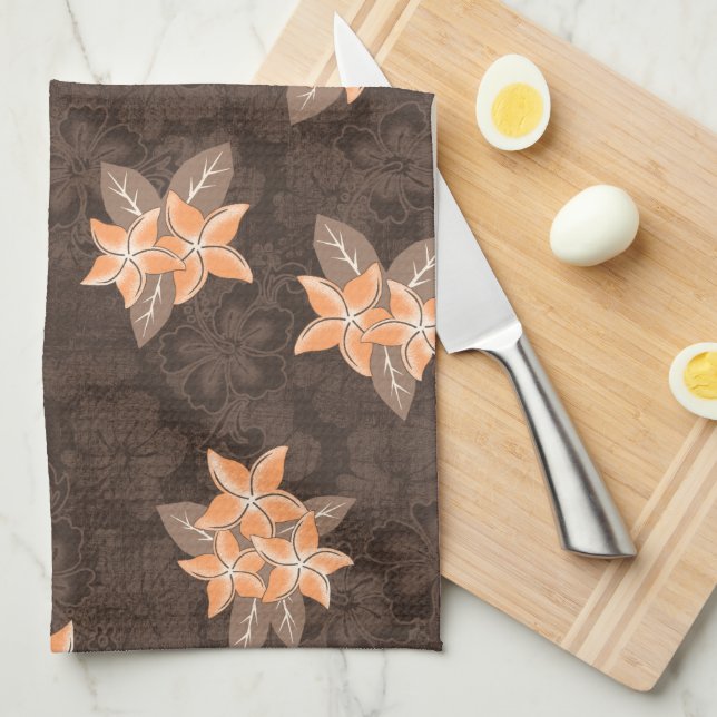 Paño De Cocina Impresión tropical honolua plumeria hawaiana (Doblado Cuarto)