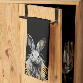 Paño De Cocina Impresionante conejo gris en llamas
