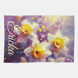 Paño De Cocina Impresionante Daffodil Floral Purple personalizado