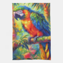 Paño De Cocina Impresionante Loro Tropical Pájaro Azul Verde