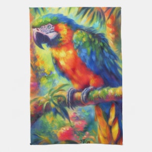 Paño De Cocina Impresionante Loro Tropical Pájaro Azul Verde