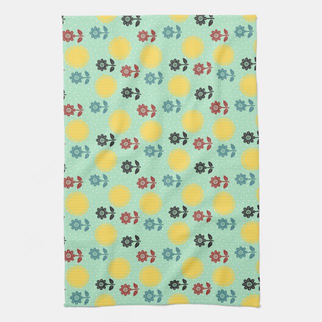 Paño De Cocina Impresionante patrón de primavera y verano de flor (Vertical)