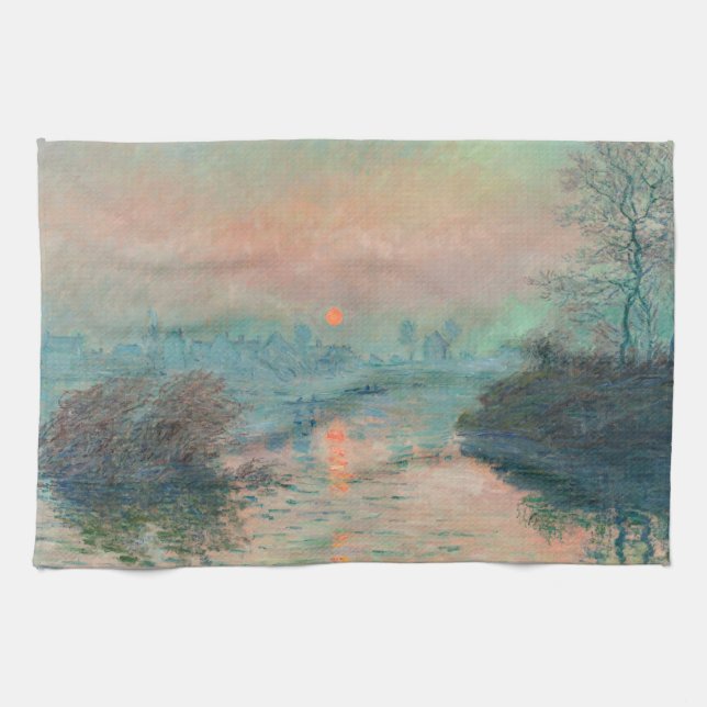 Paño De Cocina Impresionismo de Monet Sunset Seine Bella Artes (Horizontal)