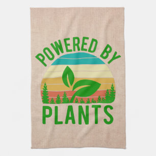Paño De Cocina Impulsado Por Plantas Divertido Atardecer Verde Ve