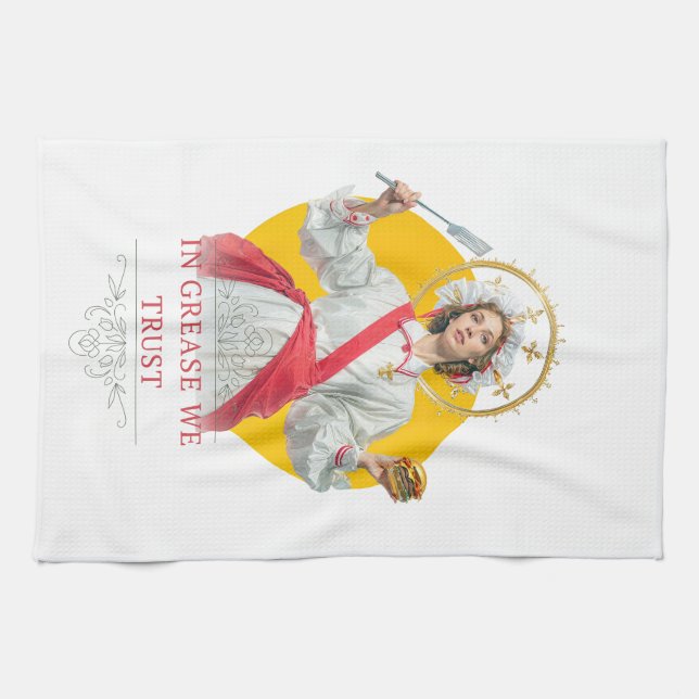 Paño De Cocina In Grease We Trust. Saint of the Kitchen  (Horizontal)