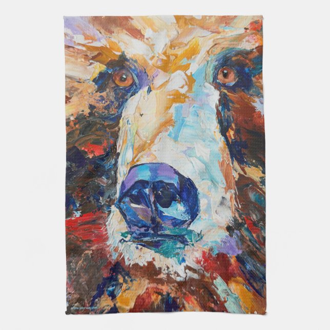 Paño De Cocina In the Bear's Gaze kitchen towel (Vertical)