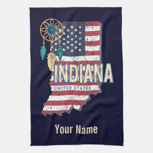 Paño De Cocina Indiana State Estados Unidos Retro Map Vintage USA