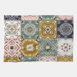 Paño De Cocina Indio de Talavera: Patchwork, mosaico étnico.