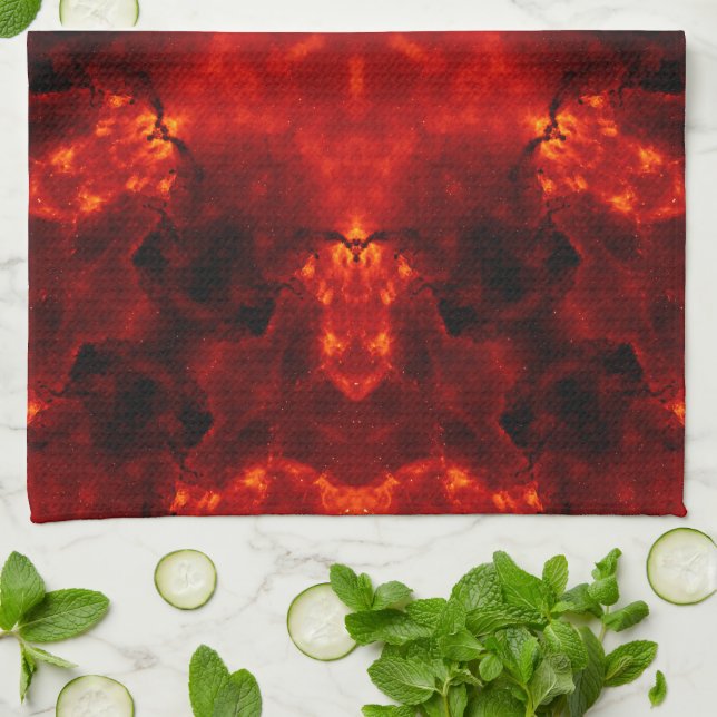 Paño De Cocina Inferno Nexus - Fiery Kaleidoscope Art (Doblado)