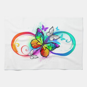 Paño De Cocina Infinidad brillante con la mariposa arcoiris