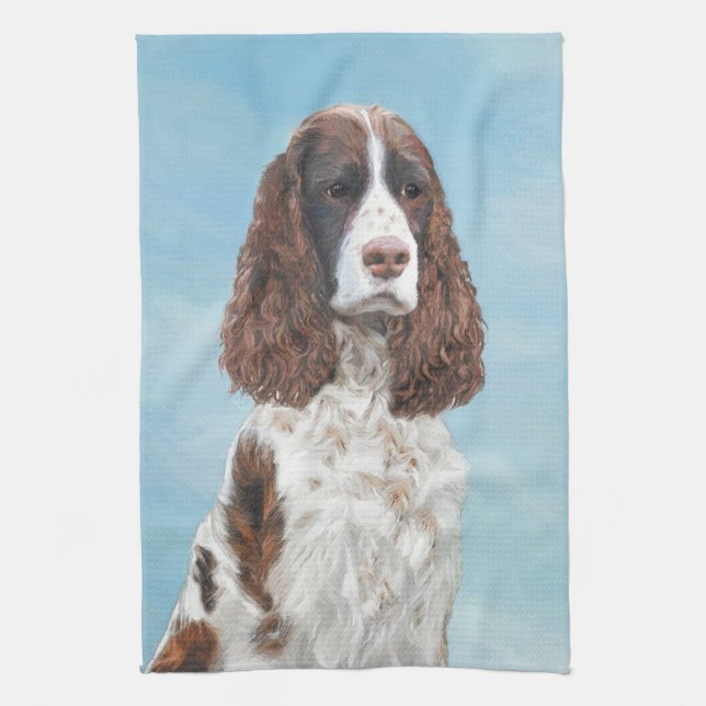 Paño De Cocina Inglés Springer Spaniel Pintura original de perro (Vertical)