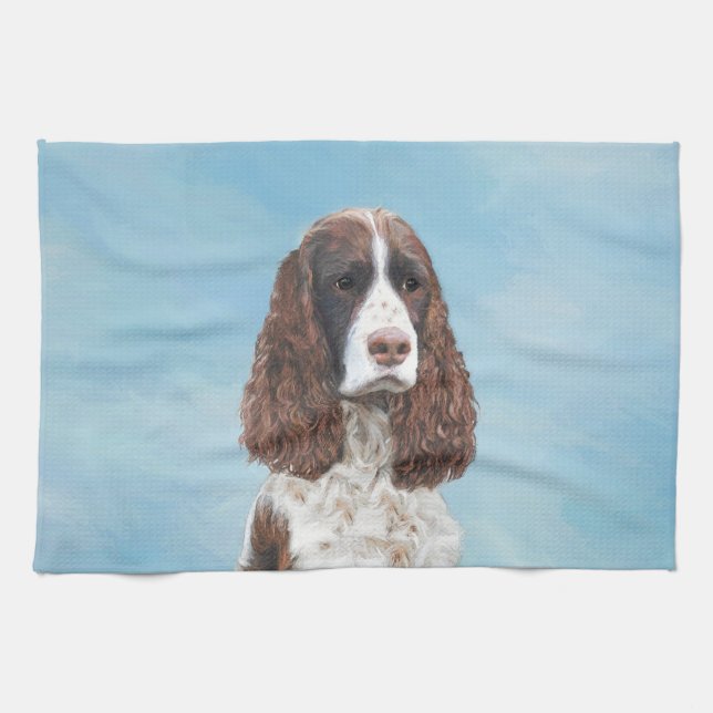 Paño De Cocina Inglés Springer Spaniel Pintura Original Perro Art (Horizontal)
