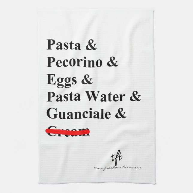 Paño De Cocina Ingredientes de pasta carbonara (Vertical)