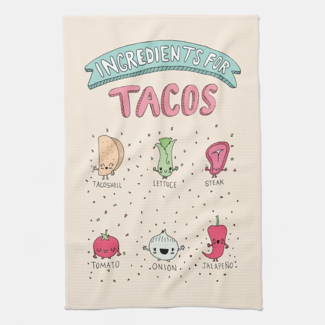PAÑO DE COCINA INGREDIENTES PARA TACOS (Vertical)