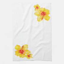 Inhibisco amarillo hawaiano floral acuarela